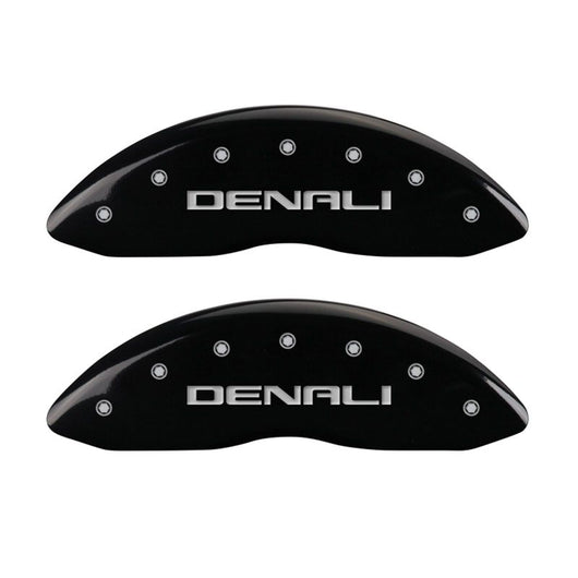 MGP 4 Caliper Covers Engraved Front & Rear Denali Black finish silver ch - 34015SDNLBK