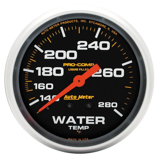 Autometer Liquid Filled Mechanical 2-5/8in 140-280 deg F Water Termperature Gauge Includes 6 - 5431