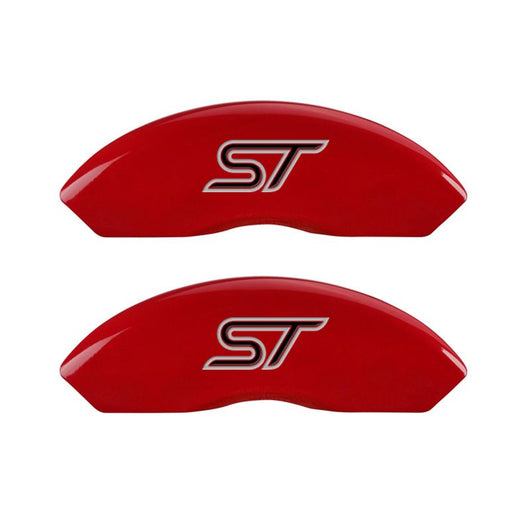 MGP 4 Caliper Covers Engraved Front & Rear No bolts/ST Red finish silver ch - 10119SST1RD