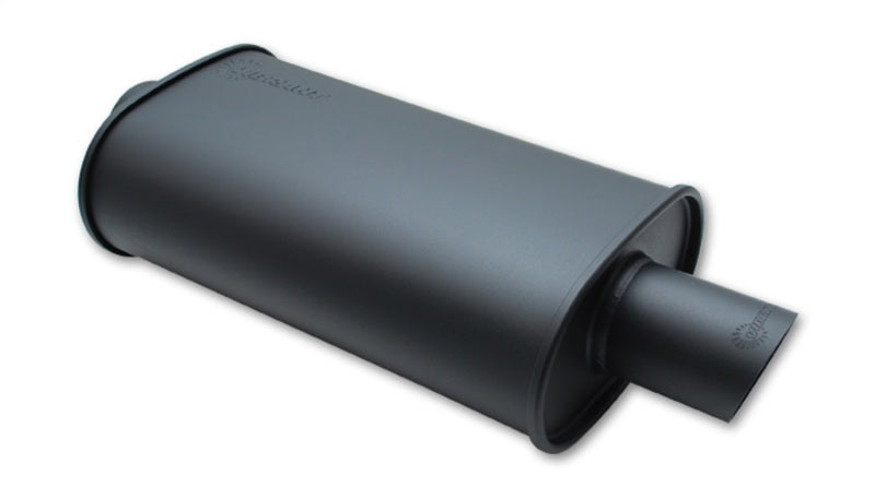 Vibrant StreetPower FLAT BLACK Oval Muffler with Single 3in Outlet - 2.25in inlet I.D. - 1145