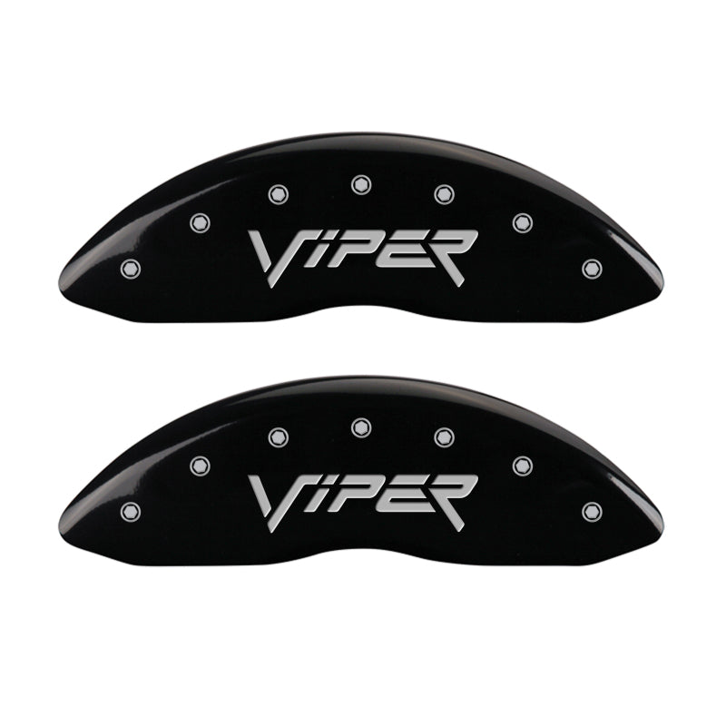 MGP 4 Caliper Covers Engraved Front & Rear Gen 2/Viper Black finish silver ch - 12203SVIPBK
