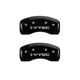 MGP 4 Caliper Covers Engraved Front & Rear I-Vtec Black Finish Silver Char 2016 Acura ILX - 39020SIVTBK