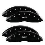 MGP 4 Caliper Covers Engraved Front & Rear Oval logo/Ford Black finish silver ch - 10044SFRDBK