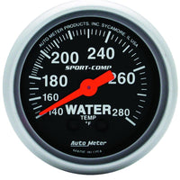 Autometer 2-1/16in 140-280 Degree F Mechanical Water Temp Sport-Comp Gauge - 3331