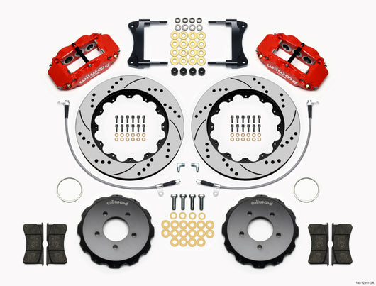 Wilwood Narrow Superlite 6R Front Hat Kit 14.00in Drill Red 2005-Up Mazda Miata w/ Lines - 140-12911-DR