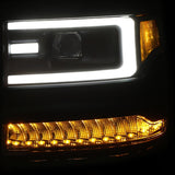 ANZO 16+ Chevy Silverado 1500 Projector Headlights Plank Style Black w/Amber/Sequential Turn Signal - 111375