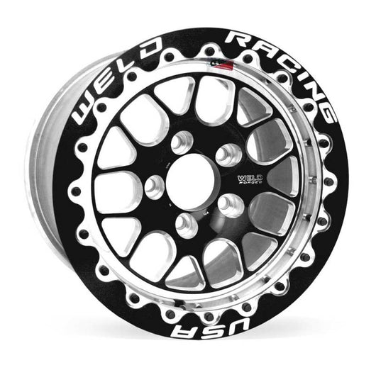 Weld S77 15x10.33 / 5x4.75mm BP / 7.5in. BS Black Wheel (Medium Pad) - Black Single Beadlock MT - 77MB510B75F