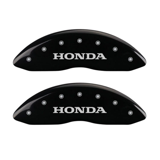 MGP 4 Caliper Covers Engraved Front Honda Engraved Rear H Logo Black finish silver ch - 20213SHOHBK