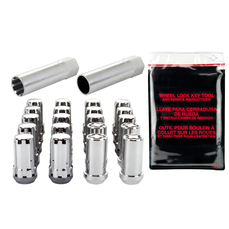 McGard SplineDrive Tuner 5 Lug Install Kit w/Locks & Tool (Cone) M14X1.5 / 22mm Hex - Chrome - 65515