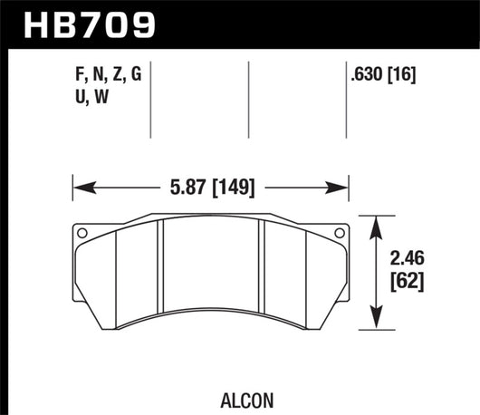 Hawk Performance Alcon Mono 6, Model 4497 HPS Street Brake Pads - HB709F.630