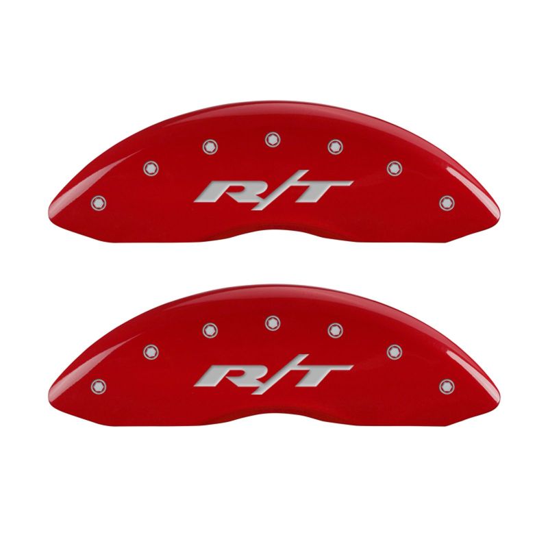 MGP 4 Caliper Covers Engraved Front & Rear RT1-Truck Red finish silver ch - 12005SRT1RD