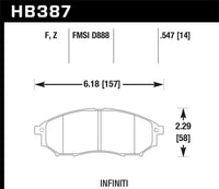 Hawk 06-09 350z/ 05-08 G35 w/o Brembo Performance Ceramic Street Front Brake Pads - HB387Z.547