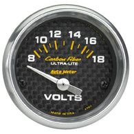 Autometer Carbon Fiber 52mm 8-18 Volt Electronic Volt meter - 4791