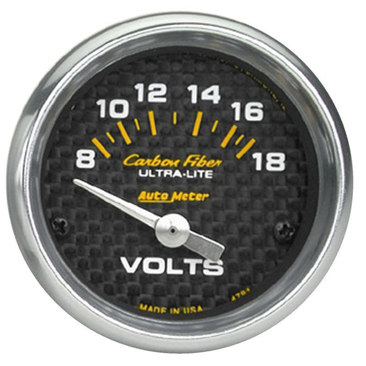 Autometer Carbon Fiber 52mm 8-18 Volt Electronic Volt meter - 4791