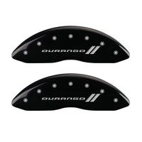 MGP 4 Caliper Covers Engraved Front & Rear With stripes/Durango Black finish silver ch - 12134SDGOBK