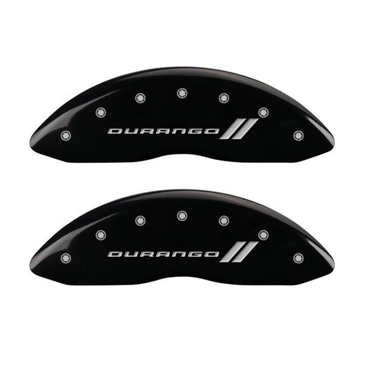 MGP 4 Caliper Covers Engraved Front & Rear With stripes/Durango Black finish silver ch - 12043SDGOBK