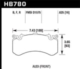 Hawk 2016 Audi A8 Rear High Performance Brake Pads - HB780B.625