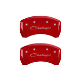 MGP 4 Caliper Covers Engraved Front & Rear Cursive/Challenger Red finish silver ch - 12181SCLSRD