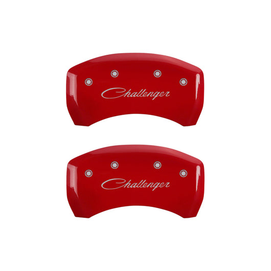 MGP 4 Caliper Covers Engraved Front & Rear Cursive/Challenger Yellow finish black ch - 12181SCLSYL
