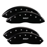 MGP 4 Caliper Covers Engraved Front & Rear MGP Black Finish Silver Char 2014 Chevrolet Express 2500 - 14243SMGPBK