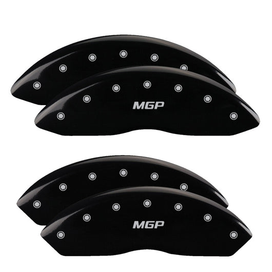 MGP 4 Caliper Covers Engraved Front & Rear MGP Black Finish Silver Char 2014 Chevrolet Express 2500 - 14243SMGPBK