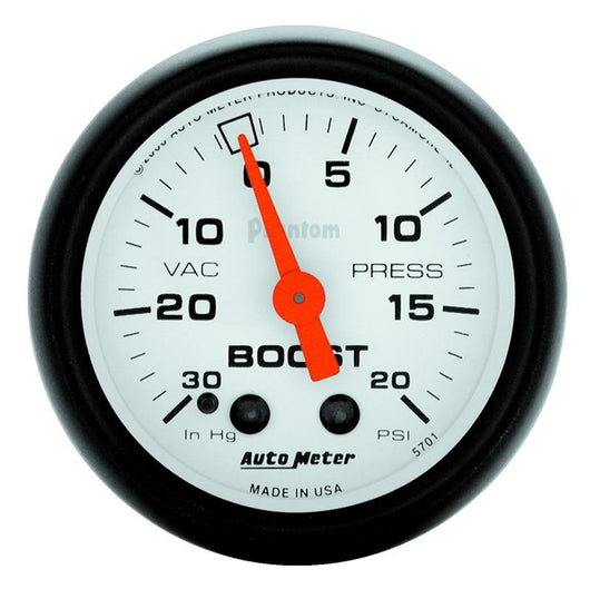 Autometer Phantom 52mm 30in HG.-Vac/20PSI Mechanical Vacuum/Boost Gauge - 5701