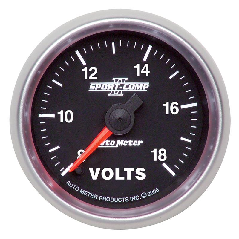 Autometer Sport-Comp II 2 1/16in. 18V Digital Stepper Motor Electronic Voltmeter - 3691