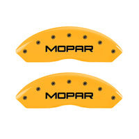 MGP 2 Caliper Covers Engraved Front Mopar Yellow Finish Black Char 2006 Jeep Wrangler - 42009FMOPYL