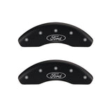 MGP 4 Caliper Covers Engraved Front & Rear Oval logo/Ford Black finish silver ch - 10218SFRDBK