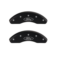 MGP 4 Caliper Covers Engraved Front & Rear Oval logo/Ford Black finish silver ch - 10218SFRDBK