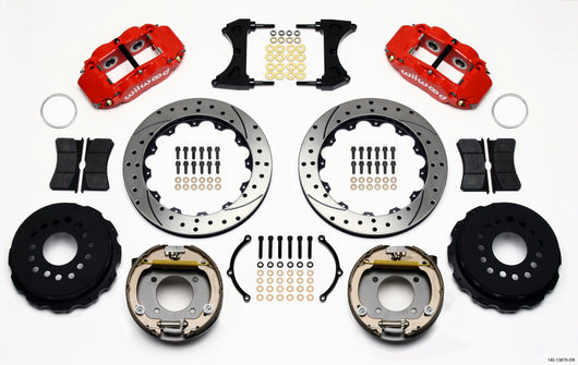 Wilwood Narrow Superlite 4R Rear P-Brk Kit 12.88in Drill Red Chevy 12 Bolt w/ C-Clips - 140-13678-DR