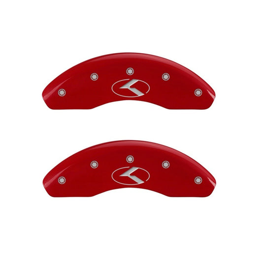 MGP 2 Caliper Covers Engraved Front Circle K/Kia Red Finish Silver Char 2018 Kia Rio - 21190FCRKRD