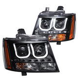 ANZO 2007-2013 Chevrolet Avalanche Projector Headlights w/ U-Bar Black - 111273