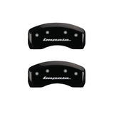 MGP 4 Caliper Covers Engraved Front & Rear Impala Black finish silver ch - 14006SIMPBK