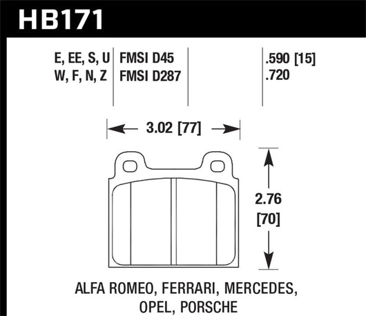 Hawk HPS Street Brake Pads - HB171F.590