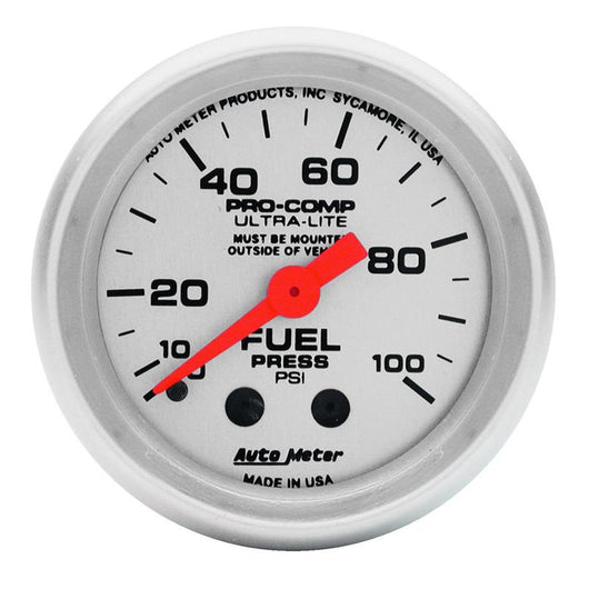 Autometer Ultra-Lite 52mm 0-100 PSI Mechanical Fuel Pressure Gauge - 4312