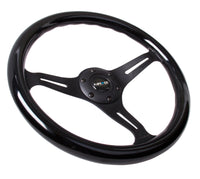 NRG Classic Wood Grain Steering Wheel (350mm) Black Paint Grip w/Black 3-Spoke Center - ST-015BK-BK