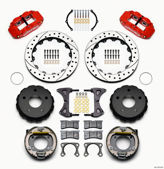 Wilwood Narrow Superlite 4R Rear P-Brk Kit 12.88in Drilled Red Big Ford 2.00in Off Bronco 5 x 5.50 - 140-13734-DR