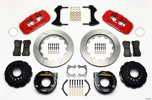 Wilwood AERO4 Rear P-Brake Kit 14.00in Red Small Ford 2.66in Offset - 140-10946-R