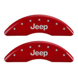 MGP 4 Caliper Covers Engraved Front JEEP Engraved Rear JEEP Grill Logo Red finish silver ch - 42010SJPLRD