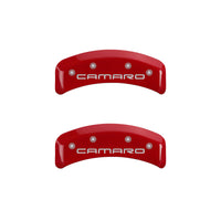 MGP 4 Caliper Covers Engraved Front & Rear Gen 4/Camaro Red finish silver ch - 14026SCA4RD