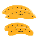 MGP 4 Caliper Covers Engraved Front & Rear MGP Yellow Finish Black Char 2003 Chevy Silverado 2500 - 14048SMGPYL